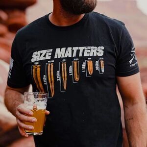 Grunt Style Men's "Size Matters" Black Bullets Beer Military Graphic T-Shirt, XL